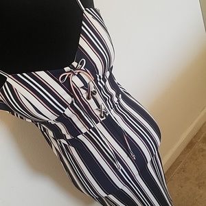 🔥3 for $30🔥Navy Blue and Peach Striped Dress
